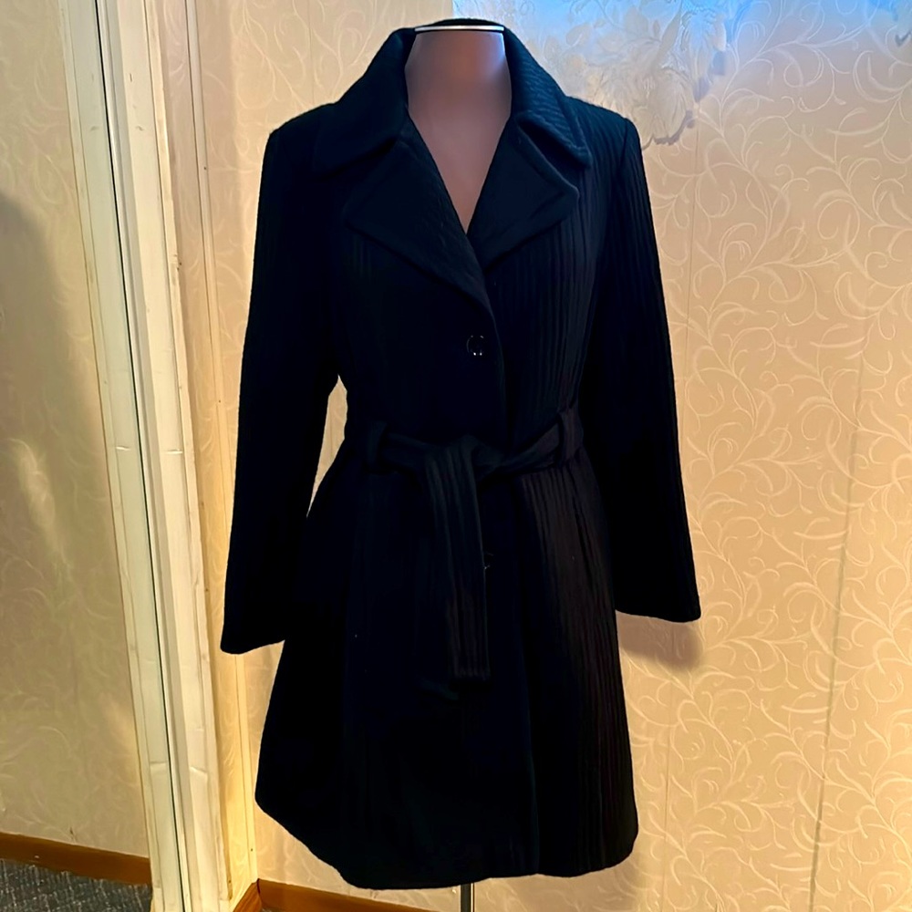 Women’s Anne Klein long black pea coat size L
